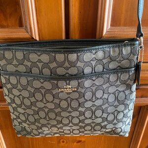 Coach Black Signature Crossbody Bag with Silver Hardware